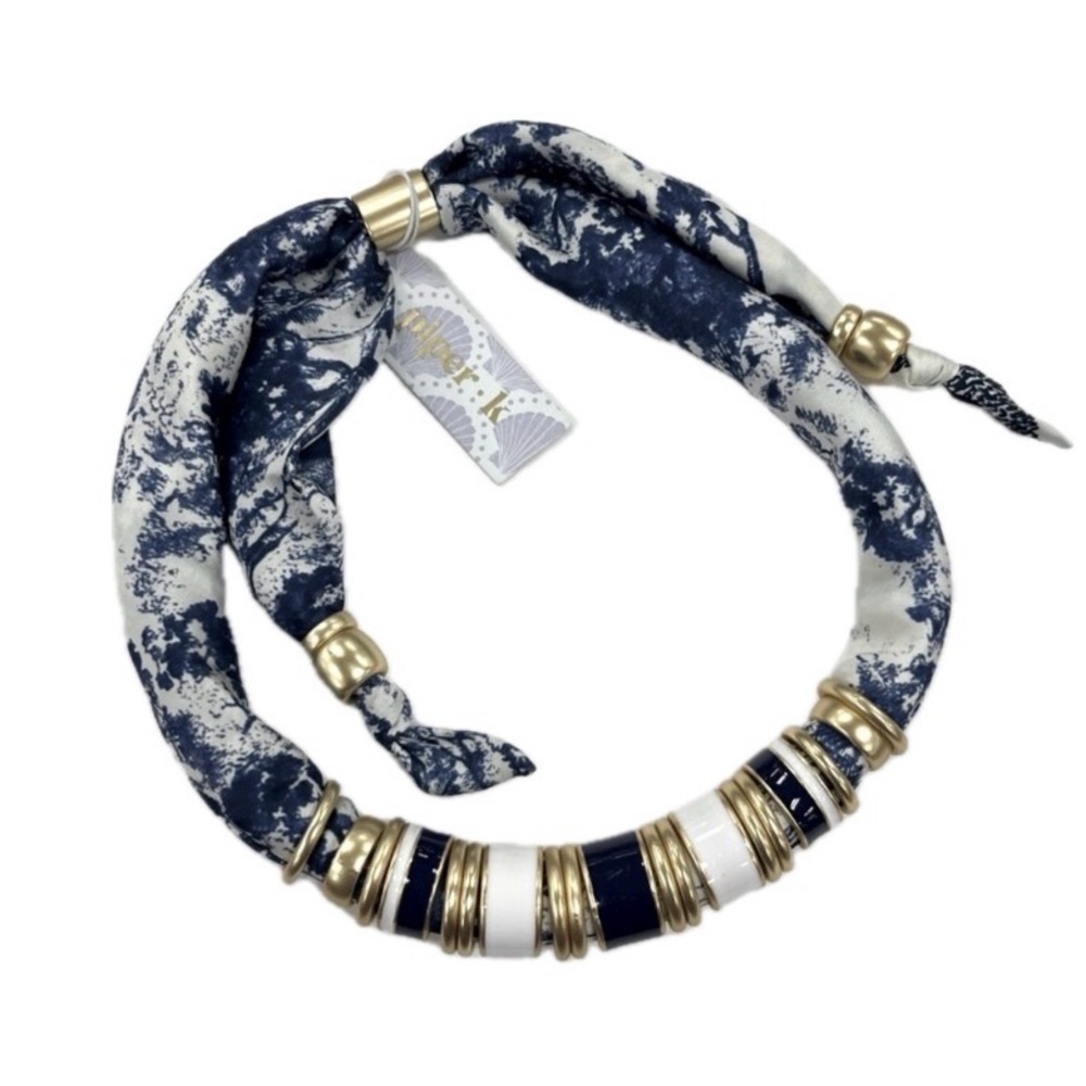 NWT ⚜️🩵💙⚜️ Piper K gorgeous blue tones adjustable scarf necklace - Picture 4 of 14